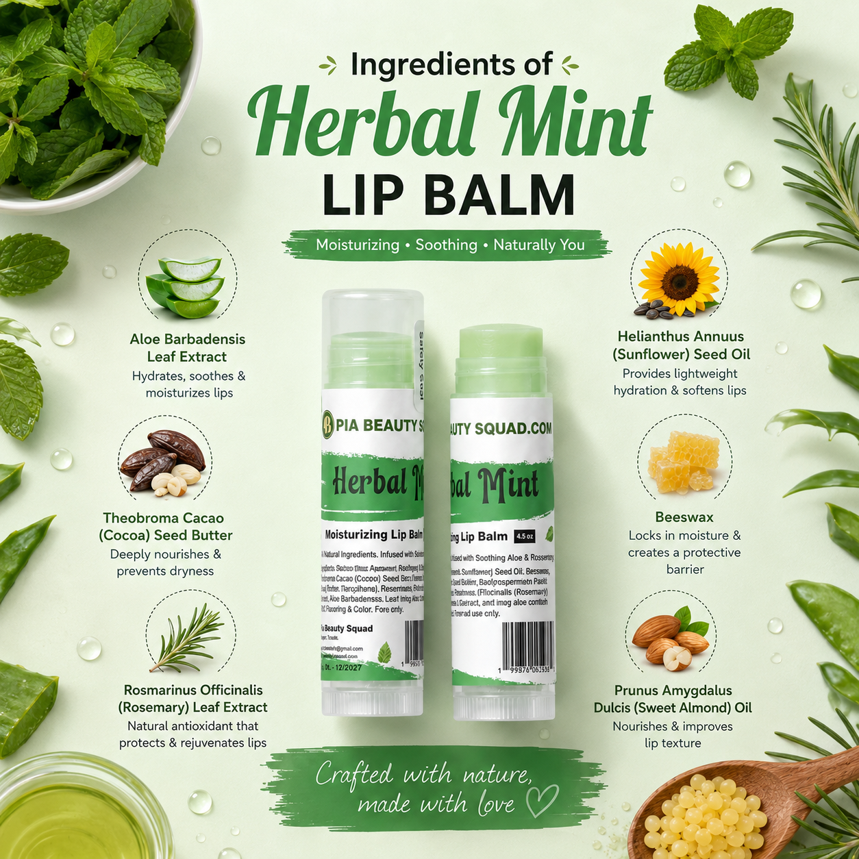 Moisturizing Lip Balm – Natural Hydration | Cherry & Herbal Mint