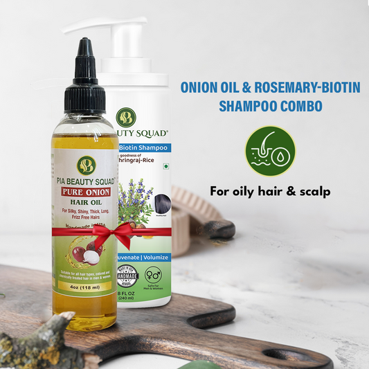 Onion Oil and Rosemary-Biotin Shampoo Combo