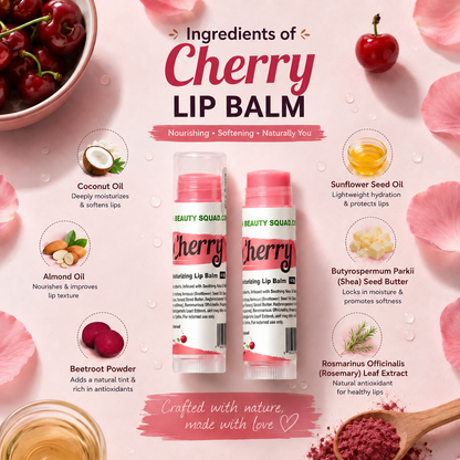 Moisturizing Lip Balm – Natural Hydration | Cherry & Herbal Mint
