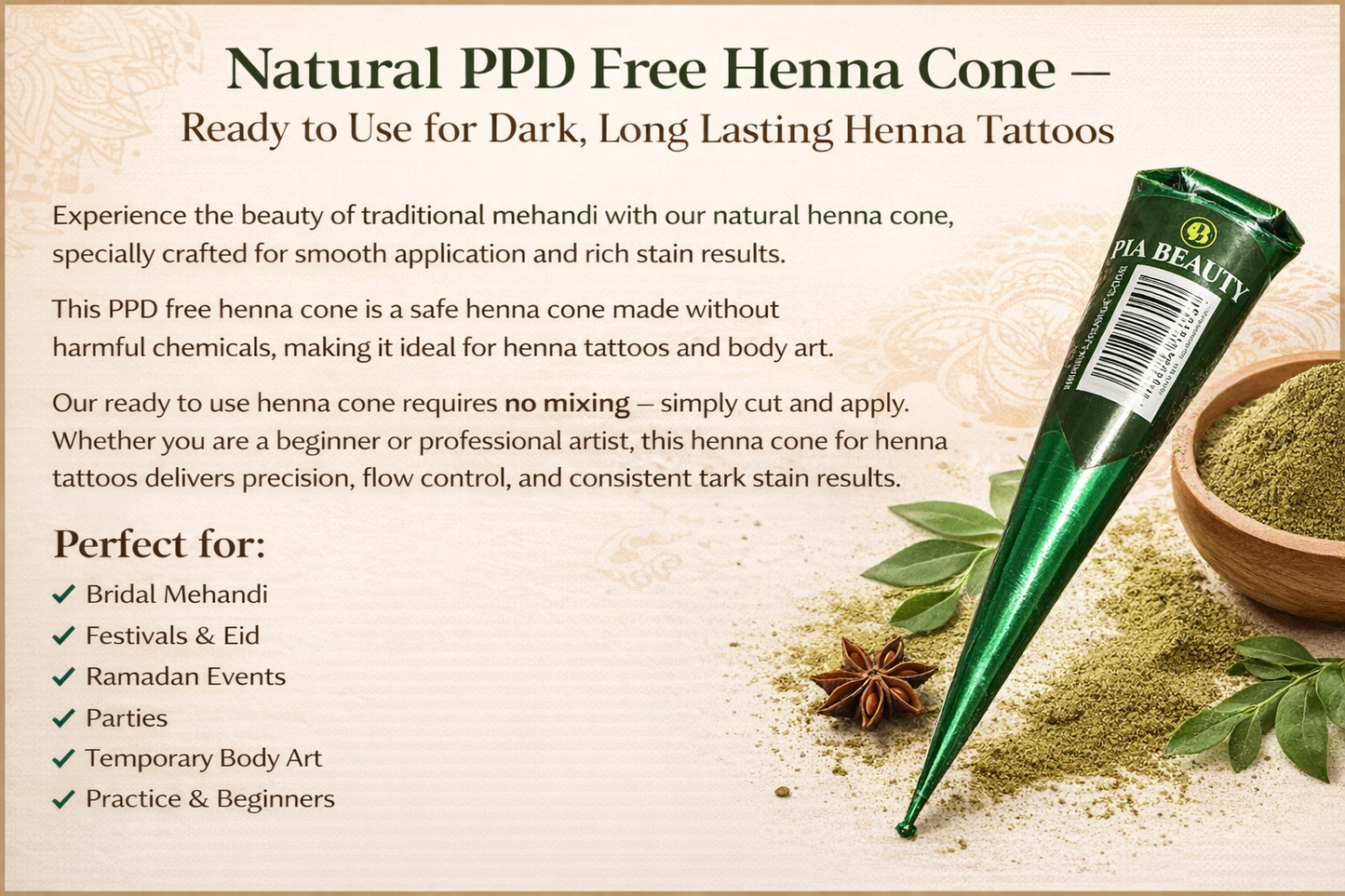 Ready to use Henna cone 