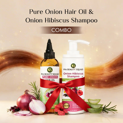 Pure Onion Hair Oil & Onion Hibiscus Shampoo Combo