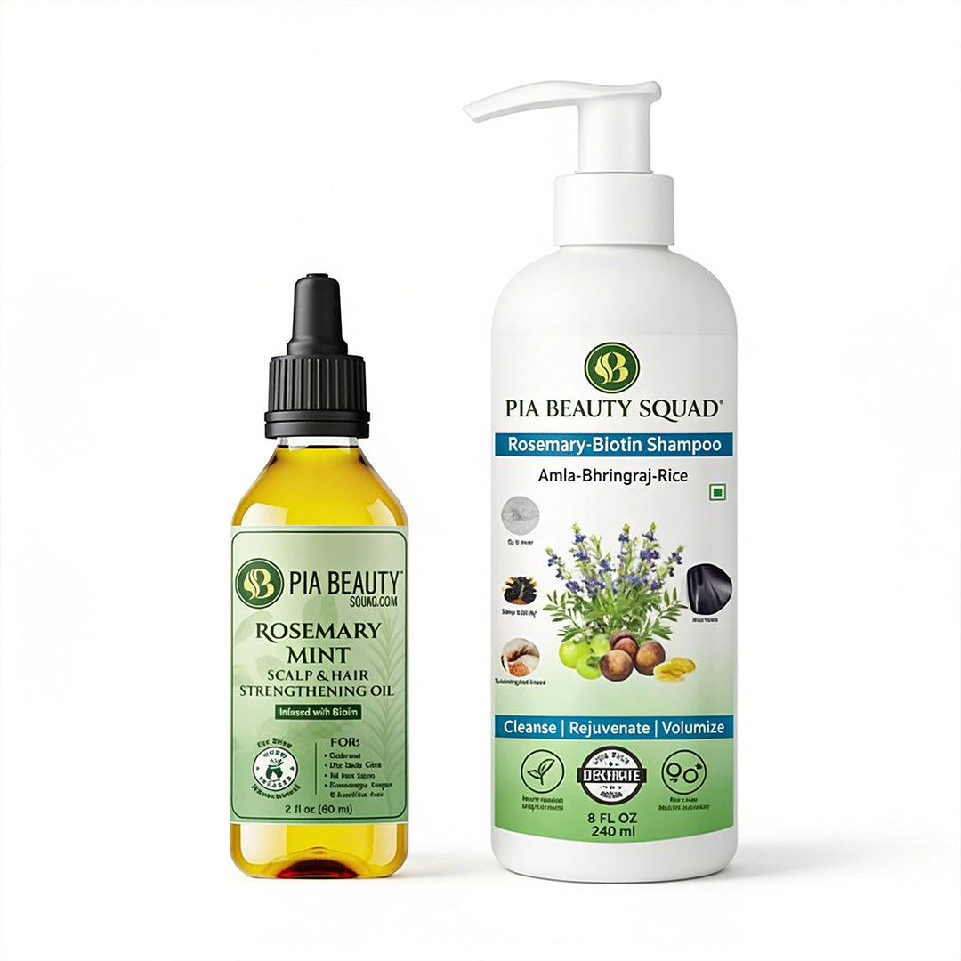 Rosemary Mint Hair Oil & Rosemary Biotin Shampoo Combo – Hair Growth & Scalp Strengthening Kit