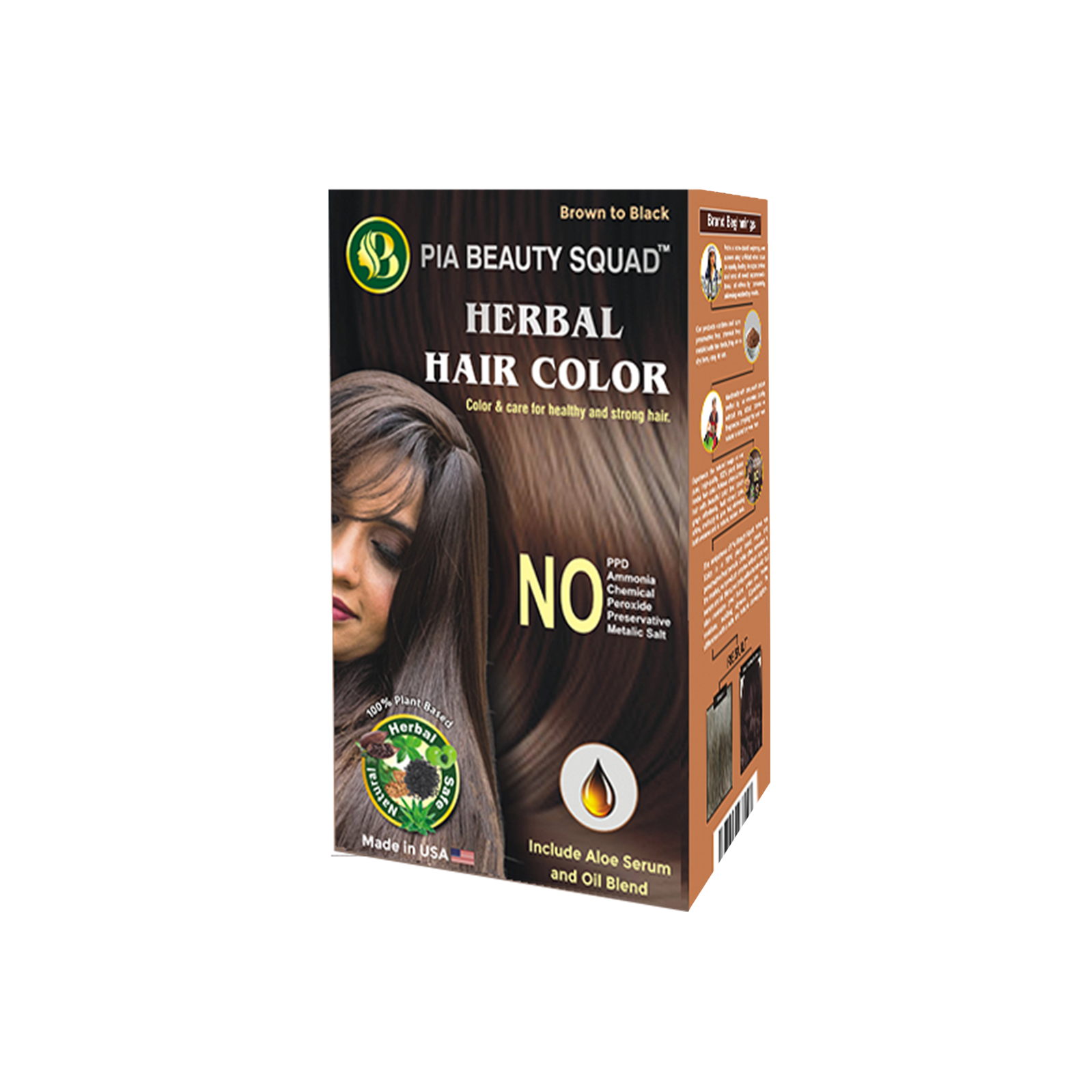 Pia Beauty Herbal hair color – natural plant-based hair dye for grey coverage, chemical-free and nourishing