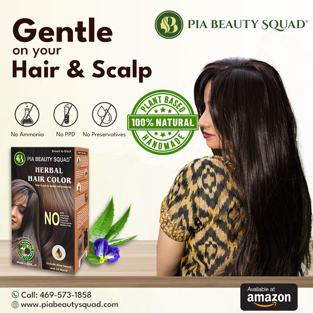 Pia beauty Herbal hair color – natural plant-based hair dye for grey coverage, chemical-free and nourishing