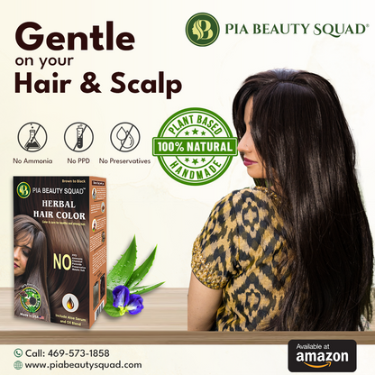 Pia beauty Herbal hair color – natural plant-based hair dye for grey coverage, chemical-free and nourishing