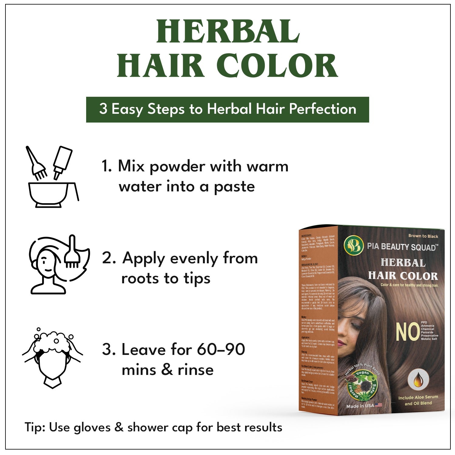 Herbal hair color – natural plant-based hair dye for grey coverage, chemical-free and nourishing