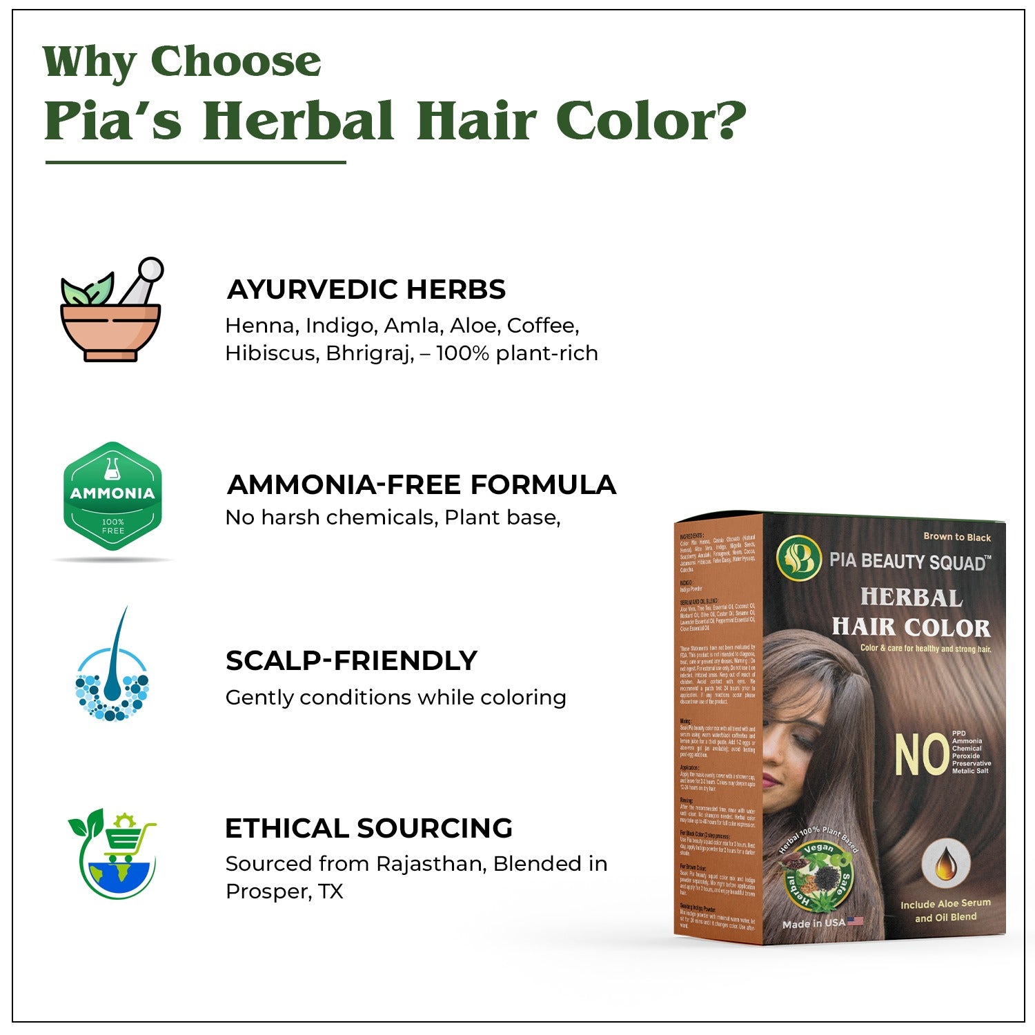 Herbal hair color – natural plant-based hair dye for grey coverage, chemical-free and nourishing