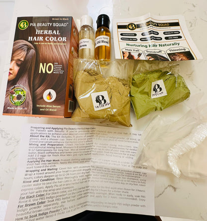 Pia beauty Herbal hair color – natural plant-based hair dye for grey coverage, chemical-free and nourishing