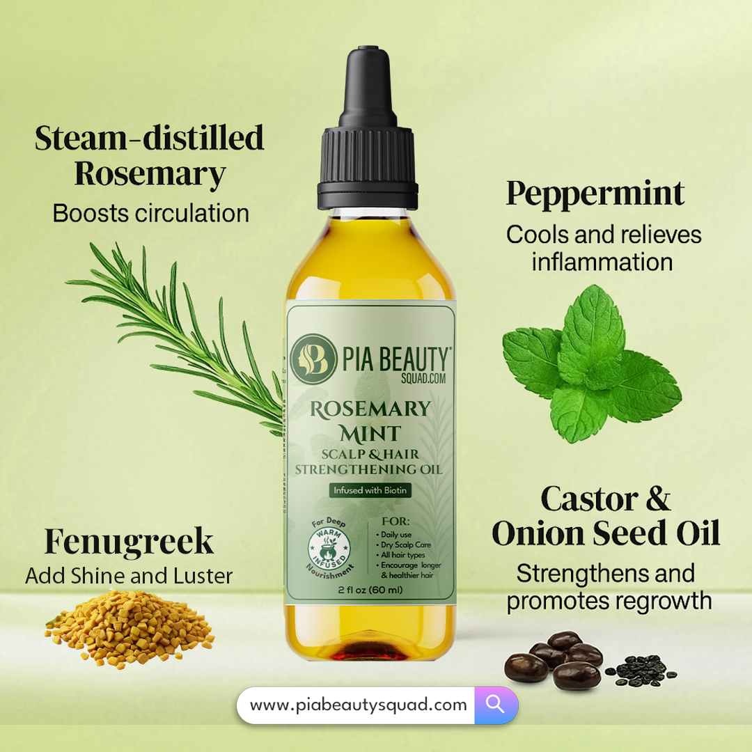 Rosemary and mint scalp and hair strengthening oil, handmade and chemical-free