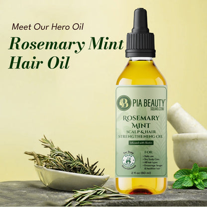 Rosemary and mint scalp and hair strengthening oil, handmade and chemical-free